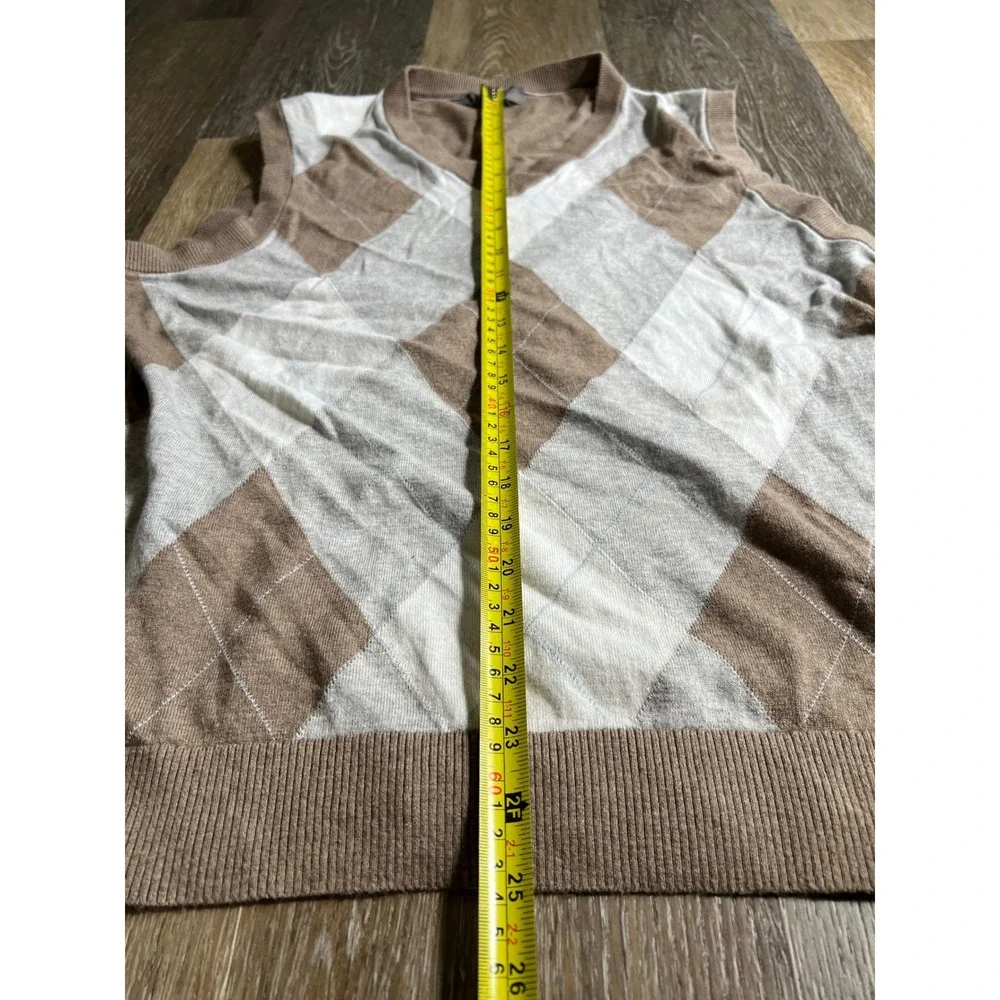 Daniel Cremieux‎ Signature Supima Cotton Argyle Sweater Vest Tan Grey Mens M